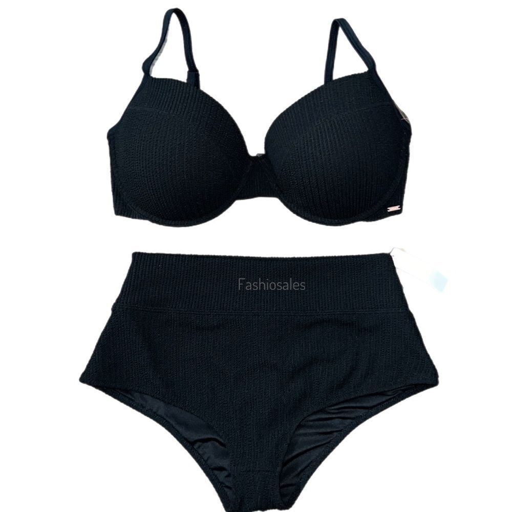 Victorias Secret Pink Swim Crinkle Push Up Padded Bikini Top Shortie Bottom